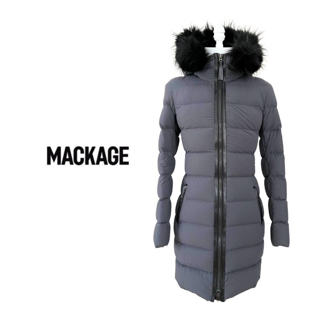 Mackage | Calla Stretch Down Coat w/ Detachable Fox Fur Trim – XS, Charcoal